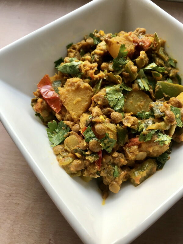 Pumpkin Dal Over Brown Rice