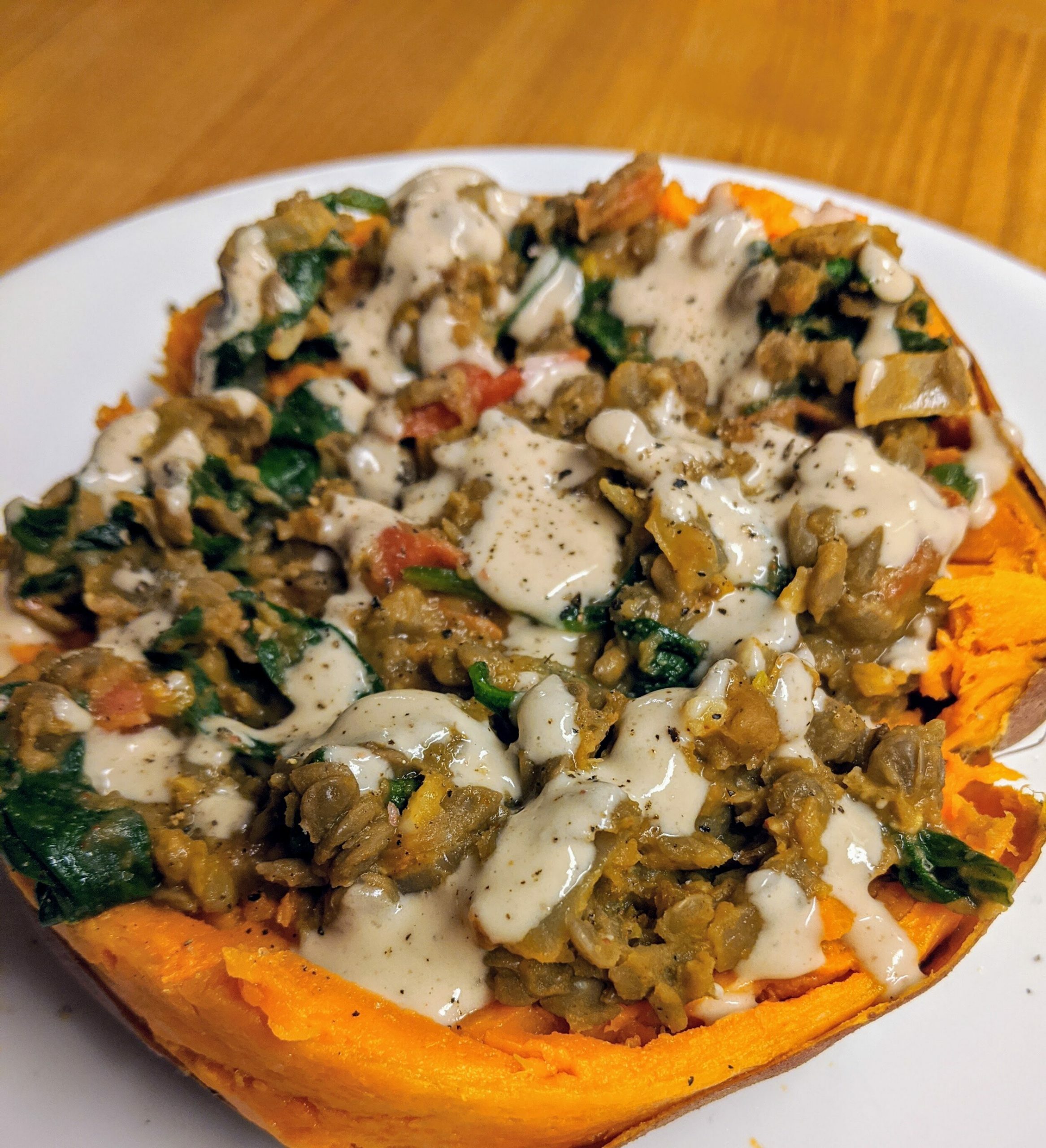 Baked Sweet Potatoes with Lentils